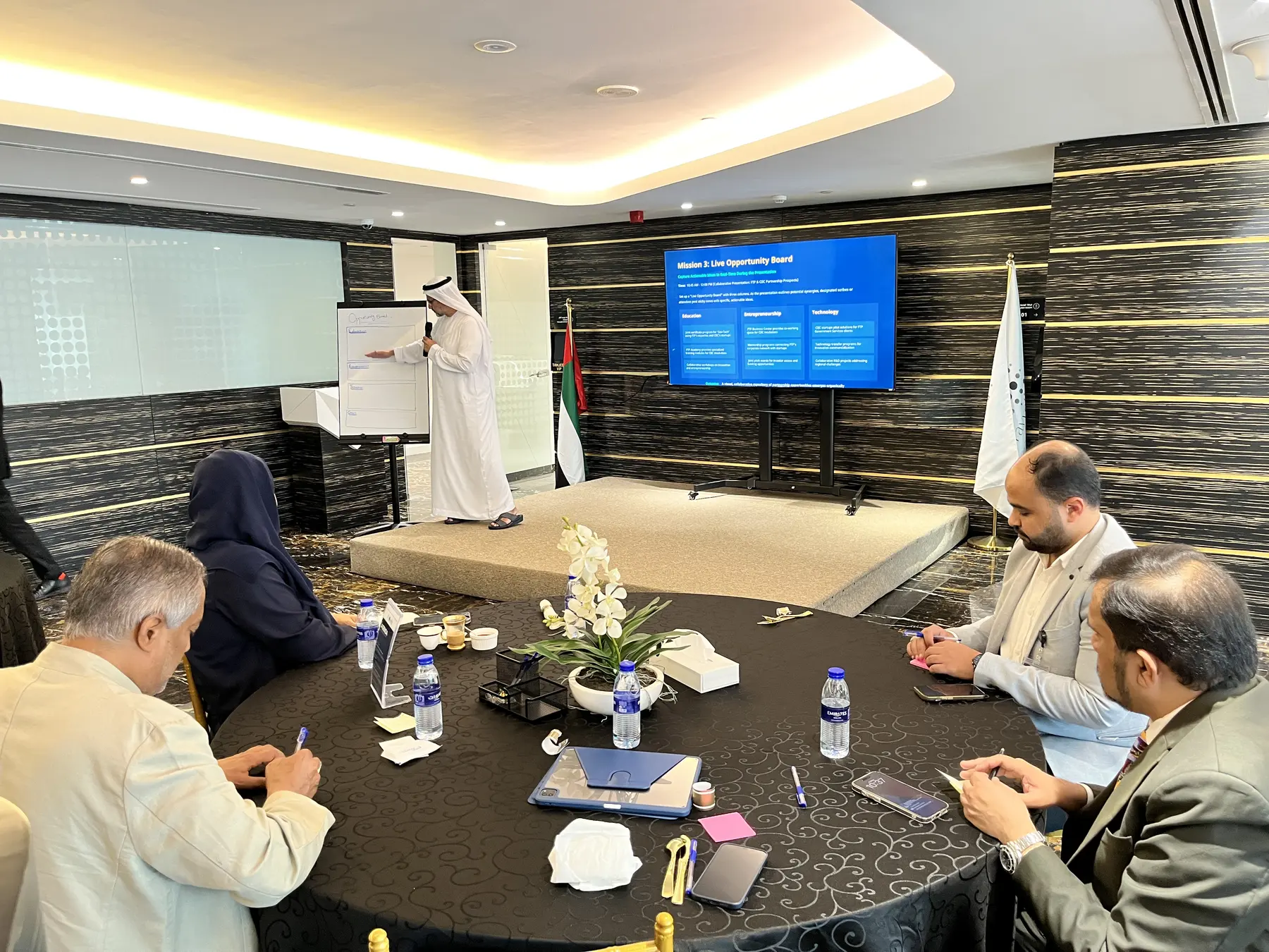 Crescent Institute delegation taking part in a session at Falak Tayyeb Platinum in Dubai
