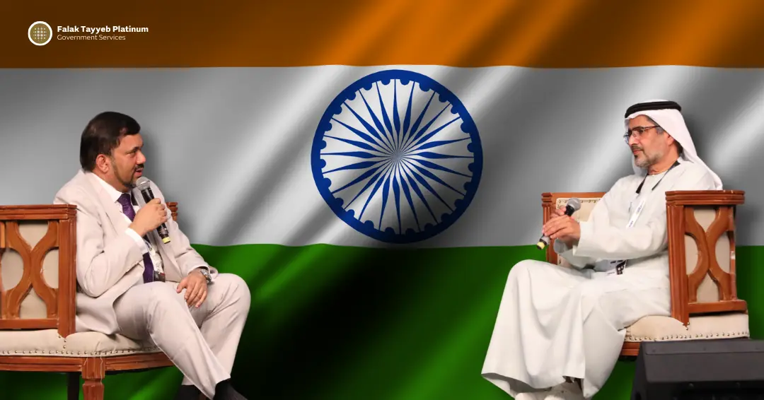 Mr. Ghanim Al Falasi speaking at the Global Startup Summit in India during the Crescent Institute partnership visit